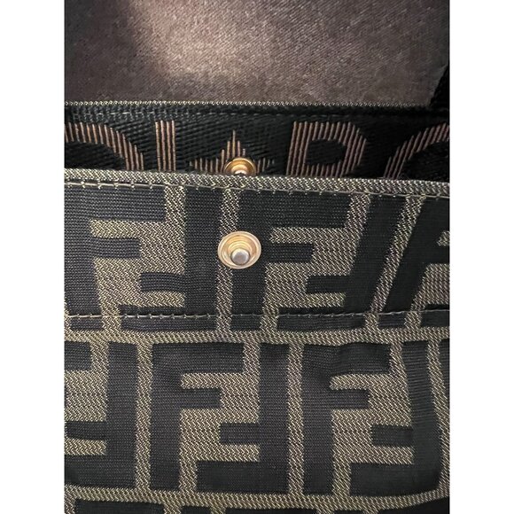 Fendi Zucca Collapsible Tote Bag With Iconic FF Pattern & Leather Accents - Picture 2 of 10